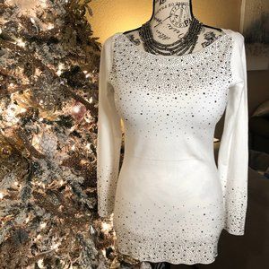 NWOT. Oliver by Escio Embellished White Sweater